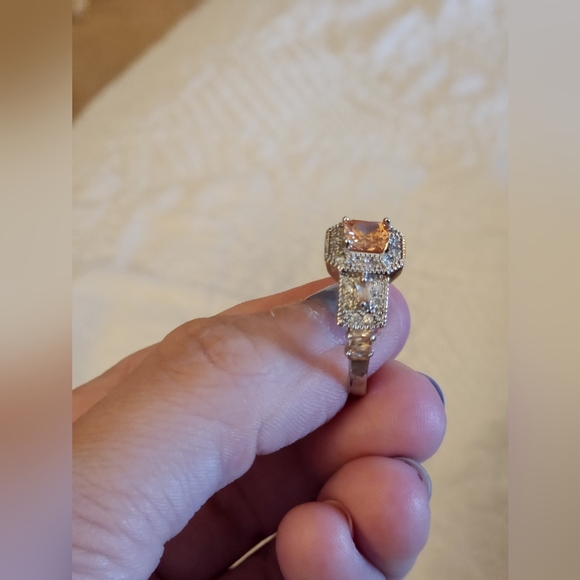 Sterling Silver Lab Created Citrine and Topaz Ring Sz 10 - Picture 3 of 4